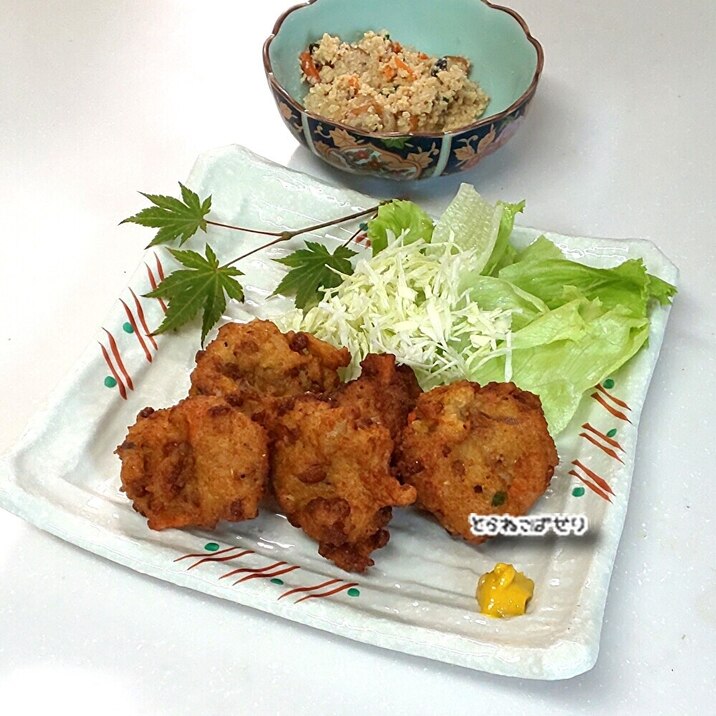 おからの煮物リメイク✨納豆かき揚げ